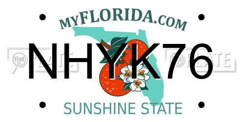 NHYK76 Florida License Plate