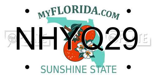 NHYQ29 Florida License Plate