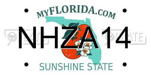 NHZA14 Florida License Plate