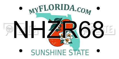 NHZR68 Florida License Plate