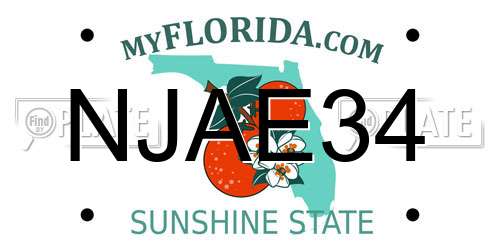 NJAE34 Florida License Plate