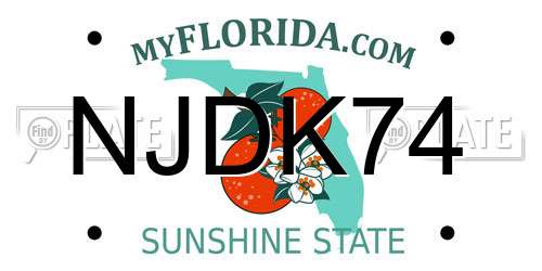 NJDK74 Florida License Plate