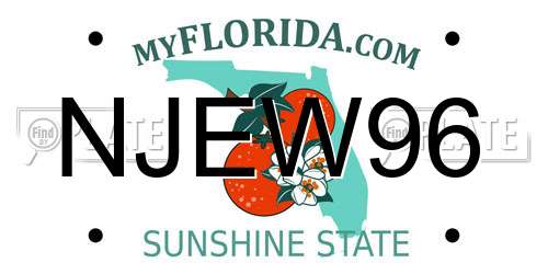 NJEW96 Florida License Plate