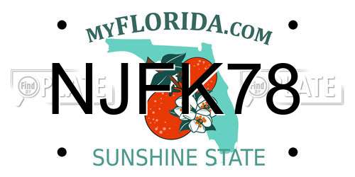 NJFK78 Florida License Plate