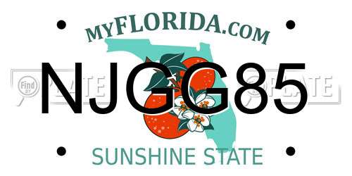 NJGG85 Florida License Plate