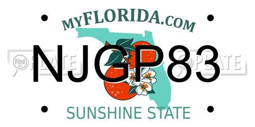 NJGP83 Florida License Plate