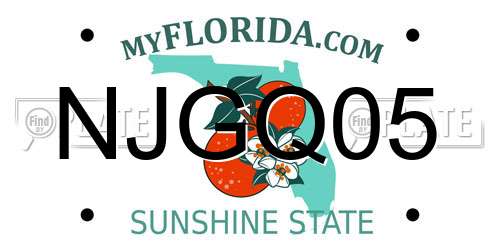 NJGQ05 Florida License Plate