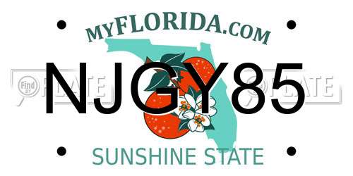 NJGY85 Florida License Plate