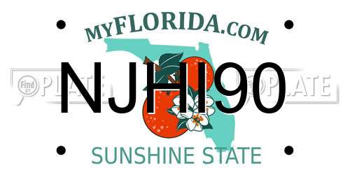 NJHI90 Florida License Plate