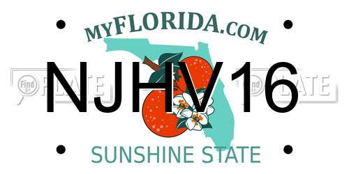 NJHV16 Florida License Plate