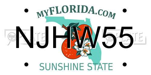 NJHW55 Florida License Plate