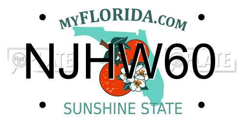 NJHW60 Florida License Plate