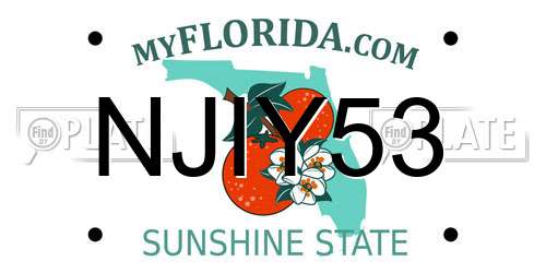 NJIY53 Florida License Plate