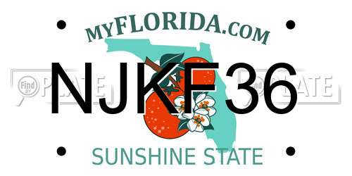 NJKF36 Florida License Plate