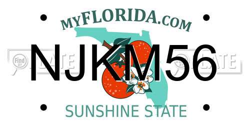 NJKM56 Florida License Plate