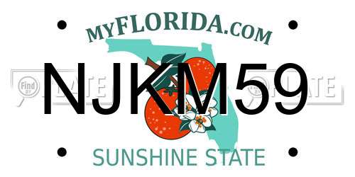 NJKM59 Florida License Plate