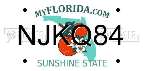 NJKQ84 Florida License Plate