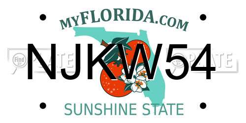 NJKW54 Florida License Plate