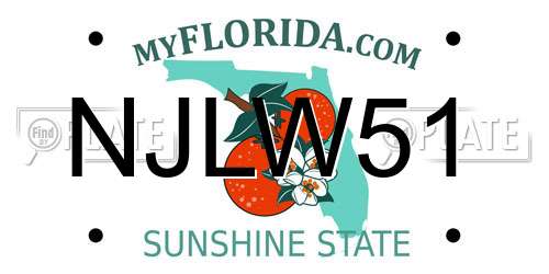 NJLW51 Florida License Plate