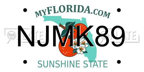 NJMK89 Florida License Plate
