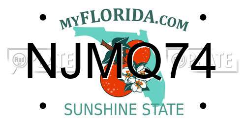 NJMQ74 Florida License Plate
