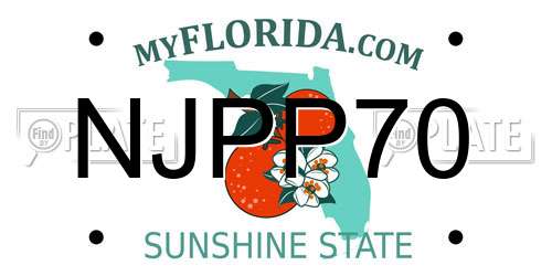 NJPP70 Florida License Plate