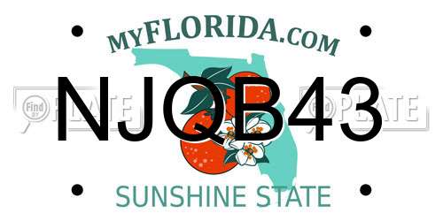 NJQB43 Florida License Plate