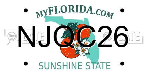 NJQC26 Florida License Plate