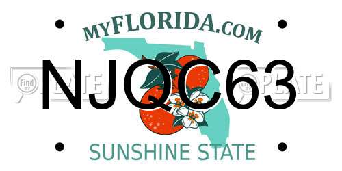 NJQC63 Florida License Plate