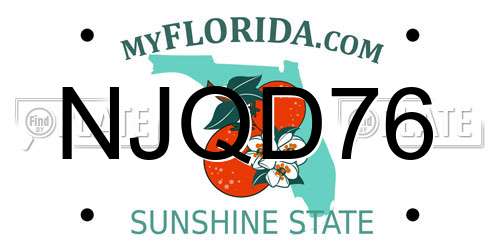 NJQD76 Florida License Plate