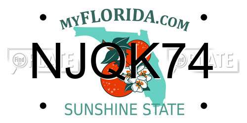 NJQK74 Florida License Plate