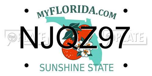 NJQZ97 Florida License Plate
