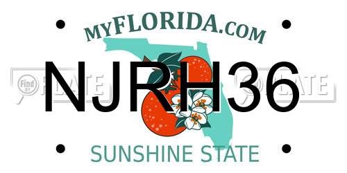 NJRH36 Florida License Plate