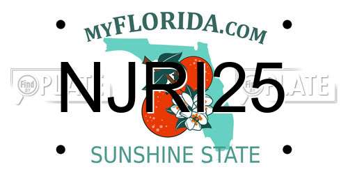 NJRI25 Florida License Plate