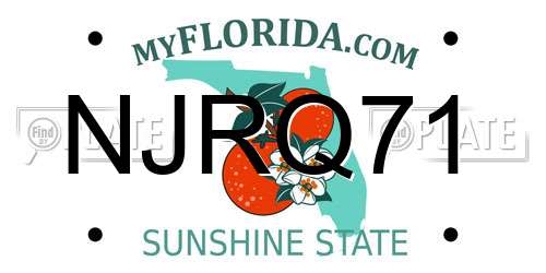 NJRQ71 Florida License Plate