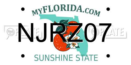 NJRZ07 Florida License Plate