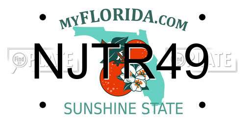 NJTR49 Florida License Plate
