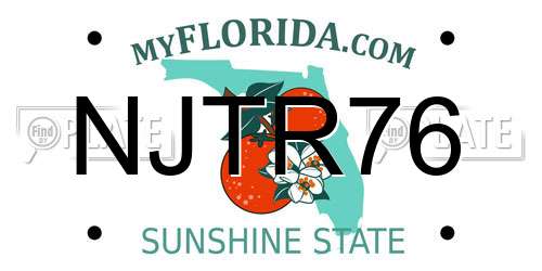 NJTR76 Florida License Plate