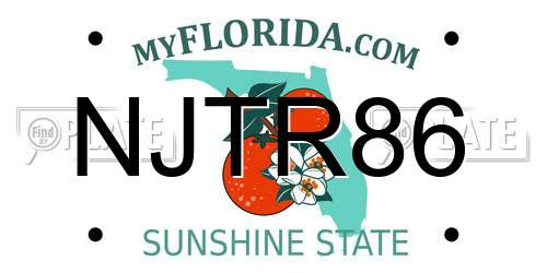 NJTR86 Florida License Plate