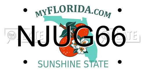 NJUG66 Florida License Plate