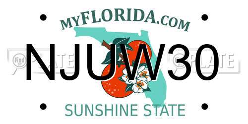 NJUW30 Florida License Plate