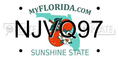 NJVQ97 Florida License Plate