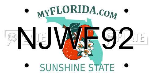 NJWF92 Florida License Plate
