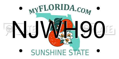 NJWH90 Florida License Plate