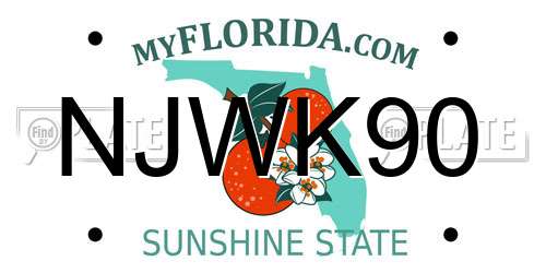 NJWK90 Florida License Plate