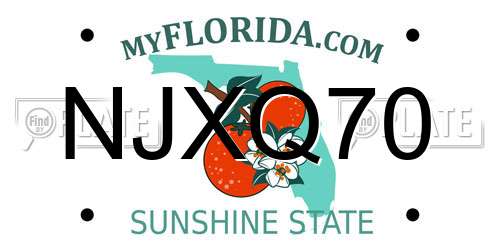 NJXQ70 Florida License Plate
