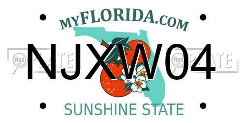 NJXW04 Florida License Plate