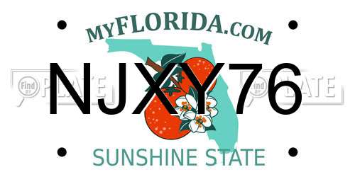 NJXY76 Florida License Plate