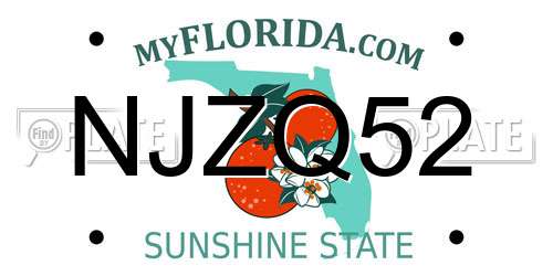NJZQ52 Florida License Plate