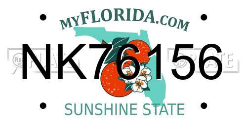 NK76156 Florida License Plate